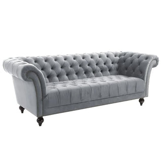 Chanter Chesterfiels Fabric 3 Seater Sofa in Midnight Grey with Elegant Button Detailing - Sofa In Store