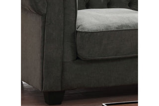Chesterfield Grey Fabric Armchair – Traditional Design with Tufted Back - Sofa In Store