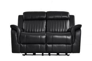 Cidliano 2 Seater Genuine Leather Black Electric Recliner Sofa - Sofa In Store