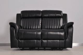 Cidliano 2 Seater Genuine Leather Black Electric Recliner Sofa - Sofa In Store