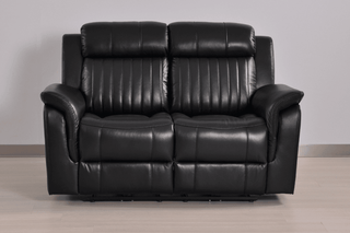 Cidliano 2 Seater Genuine Leather Black Electric Recliner Sofa - Sofa In Store
