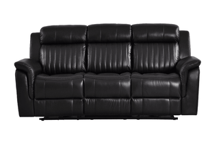 Cidliano 3 Seater Genuine Leather Black Electric Recliner Sofa - Sofa In Store