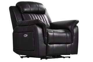 Cidliano Electric Power Recliner Armchair – Black Genuine Leather - Sofa In Store