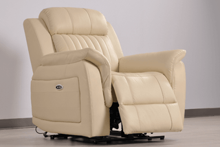 Cidliano Electric Recliner Armchair – Cream Genuine Leather Comfort - Sofa In Store