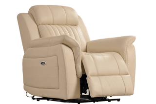 Cidliano Electric Recliner Armchair – Cream Genuine Leather Comfort - Sofa In Store