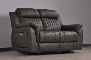 Cidliano 2 Seater Sofa – Genuine Leather Grey Electric Recliner - Sofa In Store