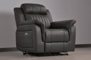 Cidliano Electric Recliner Armchair – Grey Genuine Leather - Sofa In Store
