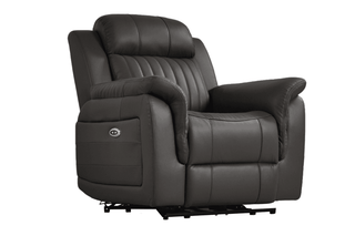 Cidliano Electric Recliner Armchair – Grey Genuine Leather - Sofa In Store