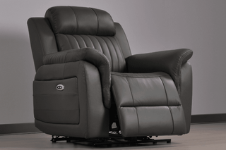 Cidliano Electric Recliner Armchair – Grey Genuine Leather - Sofa In Store