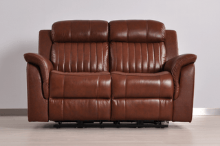 Cidliano 2 Seater Sofa – Tan Genuine Leather Electric Recliner - Sofa In Store