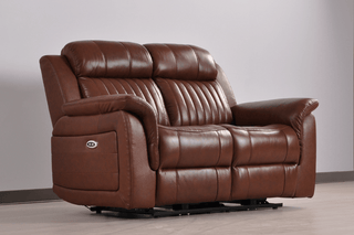 Cidliano 2 Seater Sofa – Tan Genuine Leather Electric Recliner - Sofa In Store