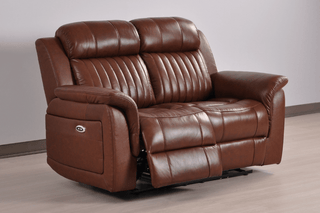 Cidliano 2 Seater Sofa – Tan Genuine Leather Electric Recliner - Sofa In Store