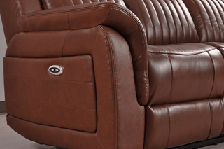 Cidliano 2 Seater Sofa – Tan Genuine Leather Electric Recliner - Sofa In Store