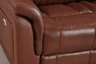 Cidliano 2 Seater Sofa – Tan Genuine Leather Electric Recliner - Sofa In Store