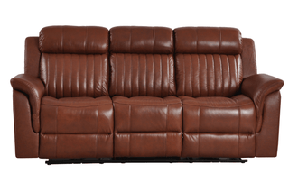 Cidliano 3 Seater Genuine Leather Tan Electric Recliner Sofa - Sofa In Store