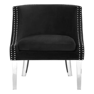 Clarox Upholstered Curved Velvet Armchair In Black - Sofa In Store