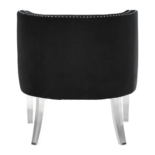 Clarox Upholstered Curved Velvet Armchair In Black - Sofa In Store