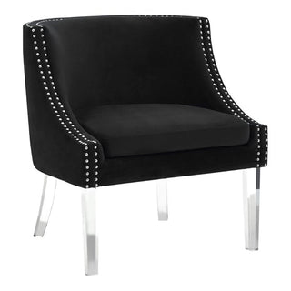 Clarox Upholstered Curved Velvet Armchair In Black - Sofa In Store