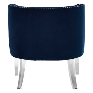 Clarox Upholstered Curved Velvet Armchair In Blue - Sofa In Store