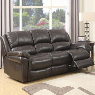 Claton Brown Leather Recliner Sofa – 3 Seater | Classic Design, Dual Recline, Pillow Armrests - Sofa In Store