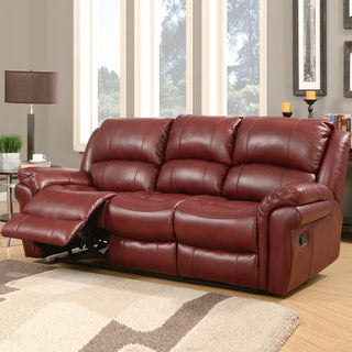 Claton Burgundy Leather Recliner Sofa – 3 Seater | Dual Recline, High Back Comfort, Pillow-Top Arms - Sofa In Store