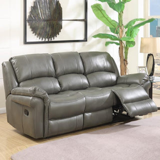 Claton Grey Leather Recliner Sofa – 3 Seater | Pillow-Top Cushions, Manual Recline, Luxe Comfort - Sofa In Store