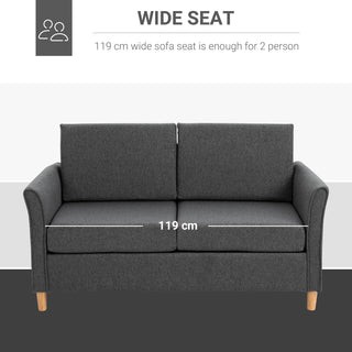 HOMCOM Two-Seater Linen-Look Sofa - Dark Grey Comfort - Sofa In Store