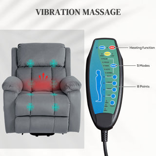 Eight Massage Point Electric Reclining Lift Chair, with Remote - Grey - Sofa In Store