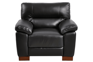 Dalmore 1 Seater Armchair – Black Genuine Leather Chesterfield Style - Sofa In Store
