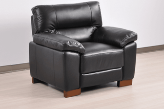 Dalmore 1 Seater Armchair – Black Genuine Leather Chesterfield Style - Sofa In Store