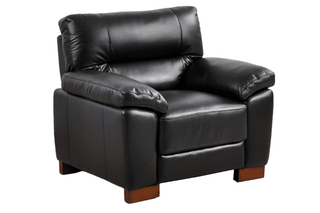Dalmore 1 Seater Armchair – Black Genuine Leather Chesterfield Style - Sofa In Store