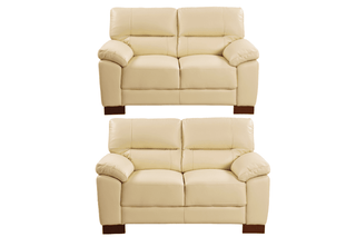 Dalmore Cream 2+2 Seater Sofa Set – Genuine Leather Chesterfield - Sofa In Store