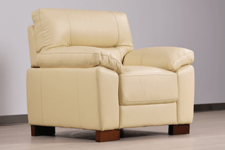 Dalmore 1 Seater Armchair – Cream Genuine Leather with Modern Design - Sofa In Store