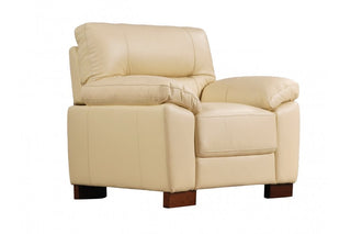 Dalmore 1 Seater Armchair – Cream Genuine Leather with Modern Design - Sofa In Store
