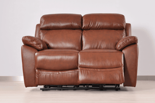 Dandrea Tan Leather Electric Recliner Sofa – 2 Seater | Genuine Leather, USB Ports, Smooth Power Recline - Sofa In Store