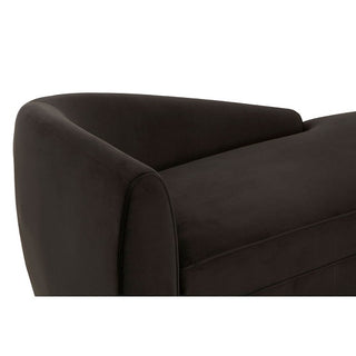 Batoz Velvet Left Arm Lounge Chaise with Gold Base in Black Luxury Upholstery - Sofa In Store