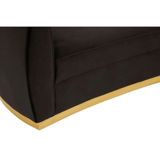Batoz Velvet Left Arm Lounge Chaise with Gold Base in Black Luxury Upholstery - Sofa In Store