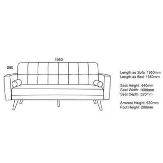 Ethane Fabric Sofa Bed Large in Grey Modern Convertible Guest 3 Seater Sofa - Sofa In Store