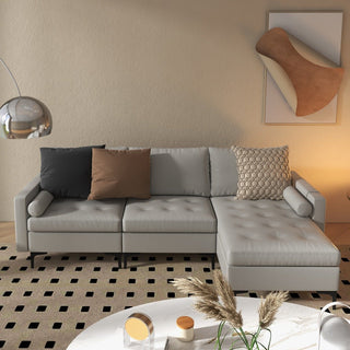 Extra Large L-Shaped Sofa | Light Grey | 4 USB Ports & Metal Legs - Sofa In Store