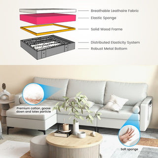 Extra Large L-Shaped Sofa | Light Grey | 4 USB Ports & Metal Legs - Sofa In Store