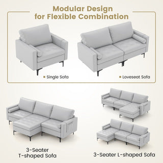 Extra Large L-Shaped Sofa | Light Grey | 4 USB Ports & Metal Legs - Sofa In Store