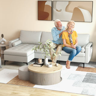 Extra Large L-Shaped Sofa | Light Grey | 4 USB Ports & Metal Legs - Sofa In Store