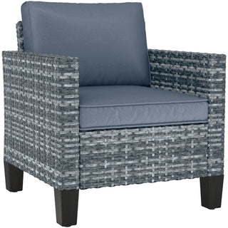 Outsunny Single Rattan Armchair, with Cushions - Light Grey - Sofa In Store