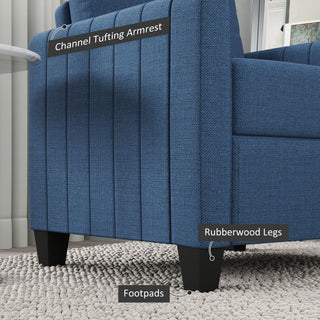 HOMCOM Modern Boxy Linen-Look Armchair - Blue - Sofa In Store