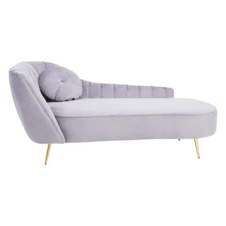 Felizio Grey Velvet Left Arm Lounge Chaise Chair Modern Design - Sofa In Store