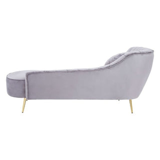 Felizio Grey Velvet Left Arm Lounge Chaise Chair Modern Design - Sofa In Store