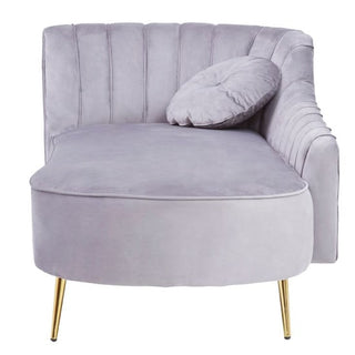 Felizio Grey Velvet Left Arm Lounge Chaise Chair Modern Design - Sofa In Store