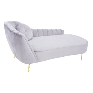 Felizio Grey Velvet Left Arm Lounge Chaise Chair Modern Design - Sofa In Store