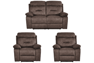 Foster Brown Fabric Electric Recliner 2+1+1 Seater Sofa Set - Sofa In Store