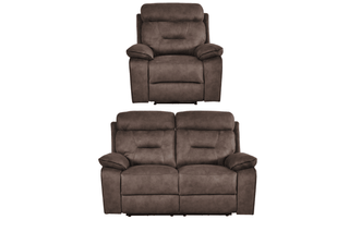 Foster 2+1 Seater Brown Fabric Electric Recliner Sofa Set - Sofa In Store